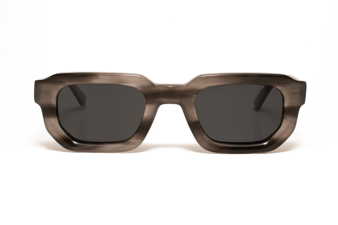 ASTER marble grey / grey polarized rectangle sunglasses, front view