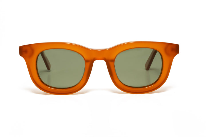 ASPEN crystal yellow / green polarized square sunglasses, front view