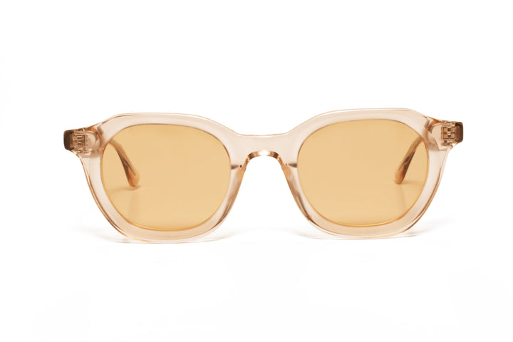 FIORA crystal tea / light brown polarized square sunglasses, front view