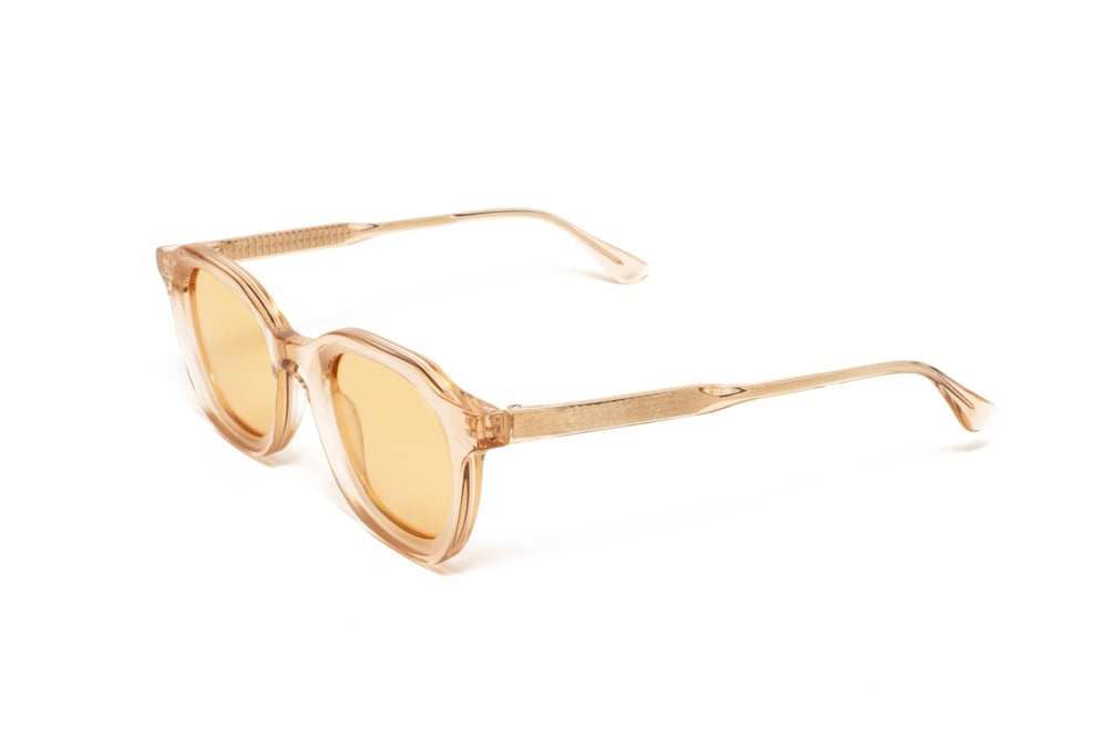 FIORA crystal tea / light brown polarized square sunglasses, top view