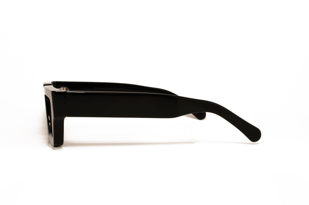 NOIR black / peach polarized rectangle sunglasses, side view
