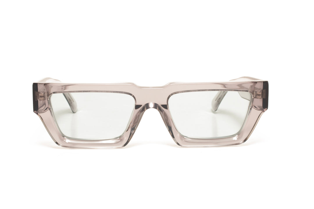 NOIR crystal grey / light blue polarized rectangle sunglasses, front view