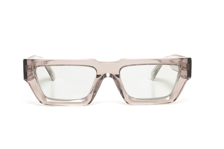 NOIR crystal grey / light blue polarized rectangle sunglasses, front view