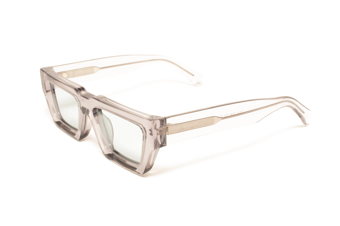 NOIR crystal grey / light blue polarized rectangle sunglasses, top view