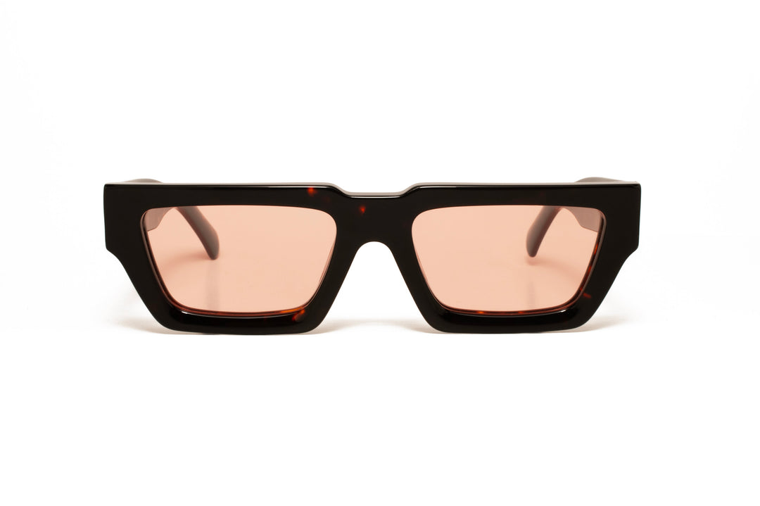 NOIR tortoise / peach polarized rectangle sunglasses, front view