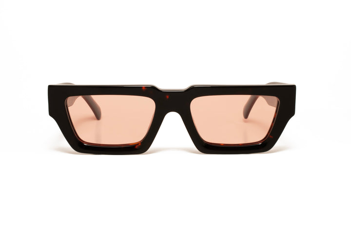 NOIR tortoise / peach polarized rectangle sunglasses, front view