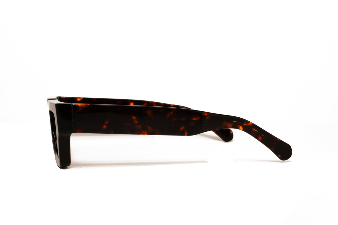 NOIR tortoise / peach polarized rectangle sunglasses, side view