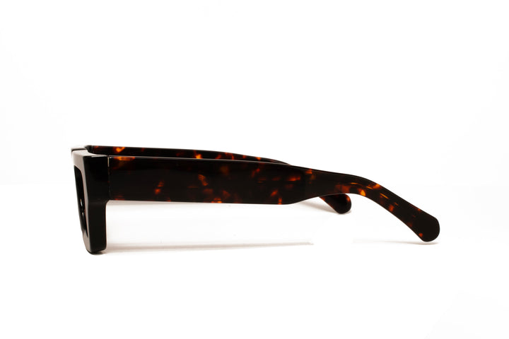 NOIR tortoise / peach polarized rectangle sunglasses, side view