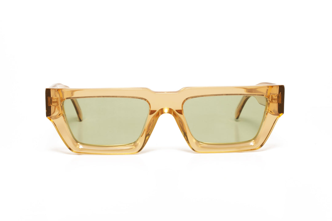 NOIR crystal tea / light green polarized rectangle sunglasses, front view