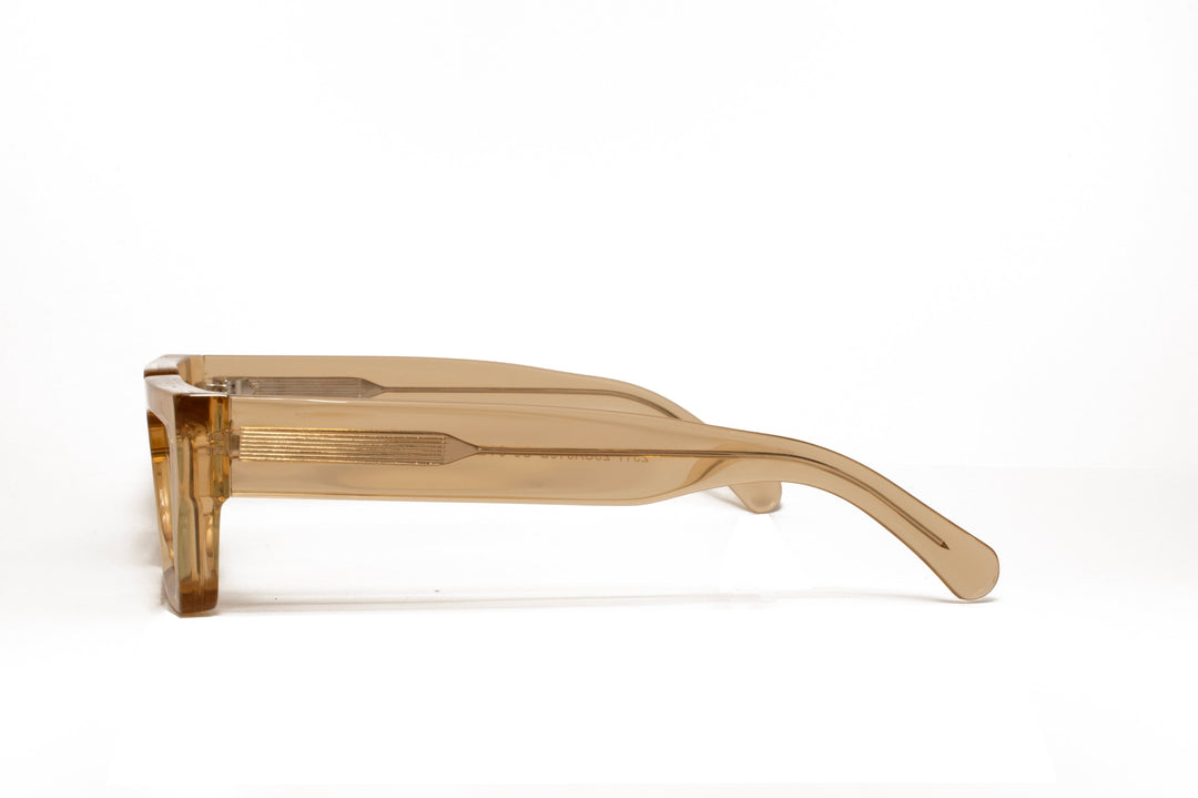 NOIR crystal tea / light green polarized rectangle sunglasses, side view