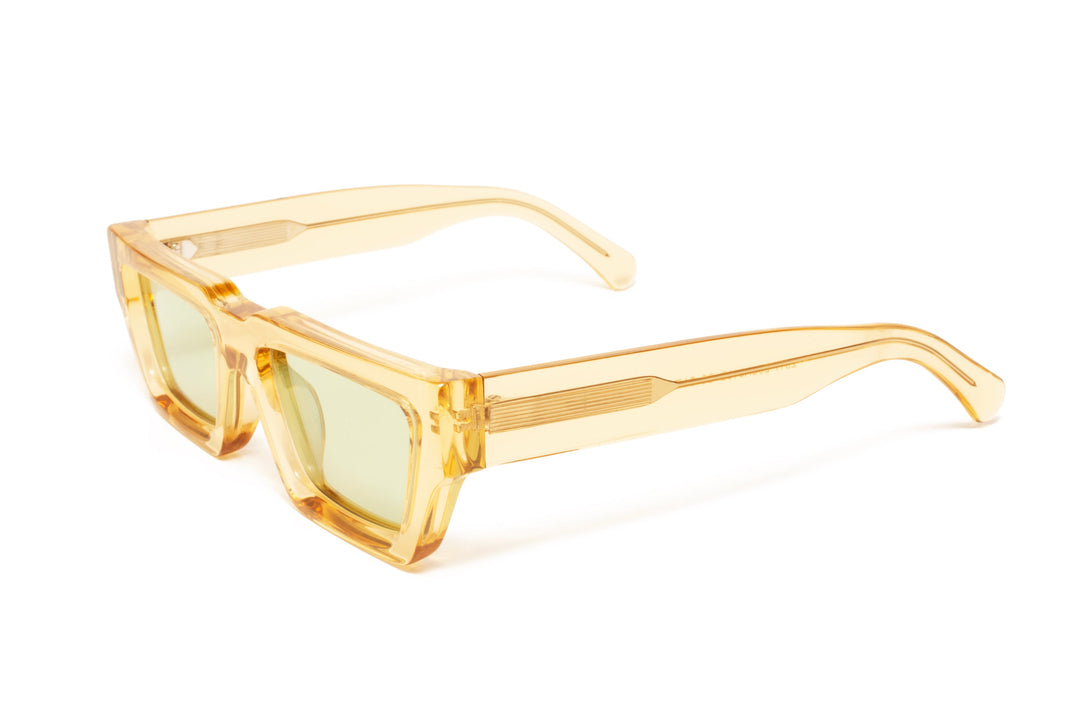 NOIR crystal tea / light green polarized rectangle sunglasses, top view
