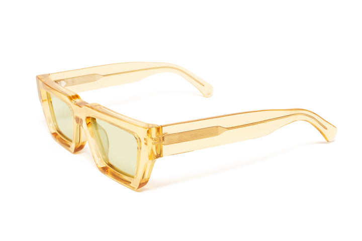 NOIR crystal tea / light green polarized rectangle sunglasses, top view