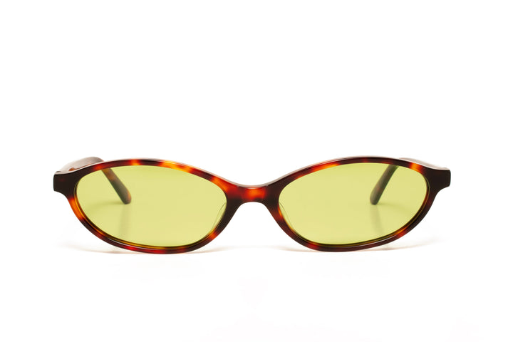 FREYA tortoise / green polarized oval sunglasses, front view