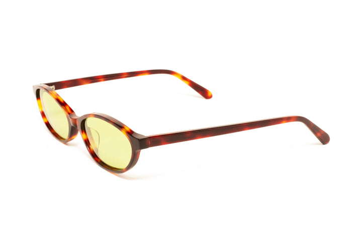 FREYA tortoise / green polarized oval sunglasses, top view