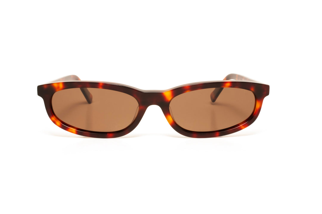 GEMMA tortoise / brown polarized oval sunglasses, front view