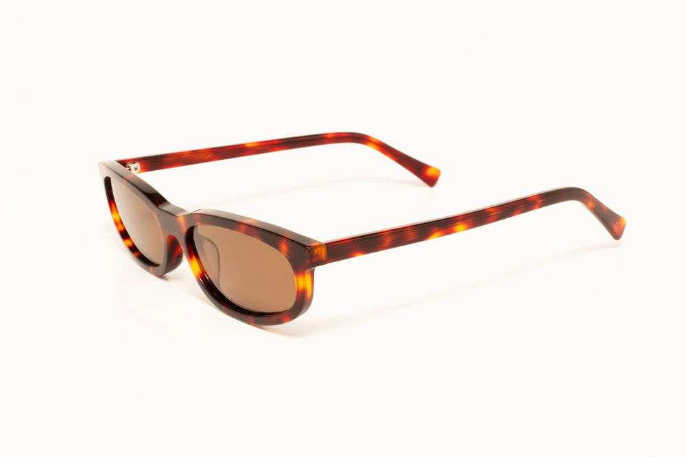GEMMA tortoise / brown polarized oval sunglasses, top view