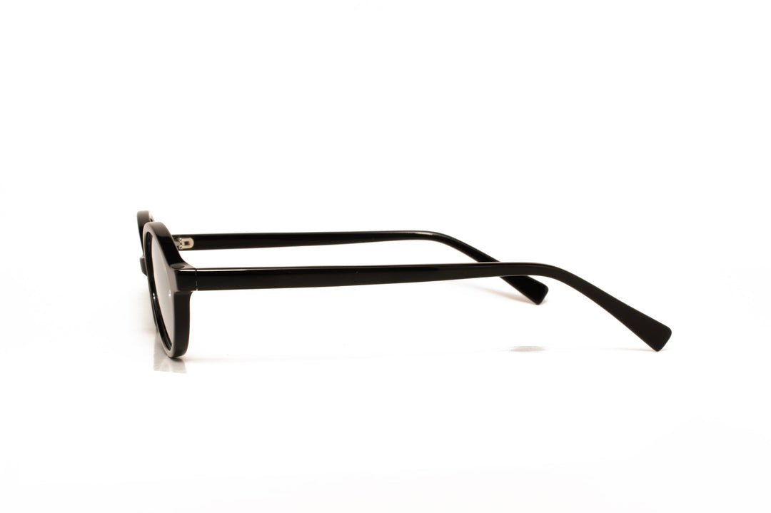 IRIS black  /  light blue polarized oval sunglasses, side view