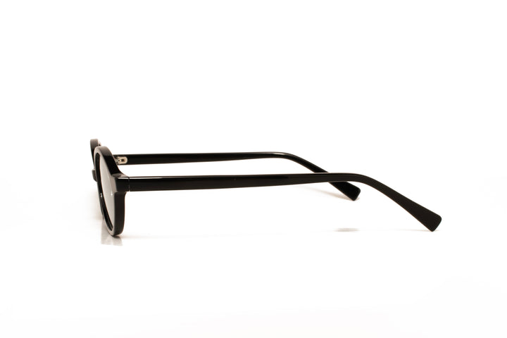 IRIS black  /  light blue polarized oval sunglasses, side view