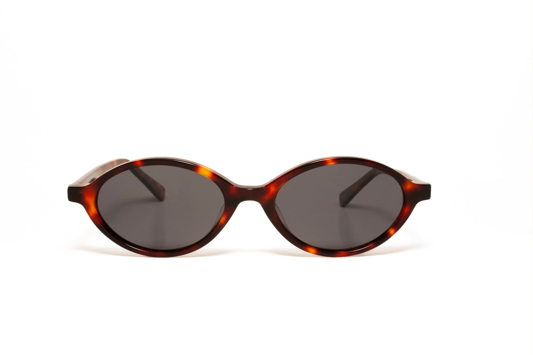 IRIS tortoise   /  black polarized oval sunglasses, front view
