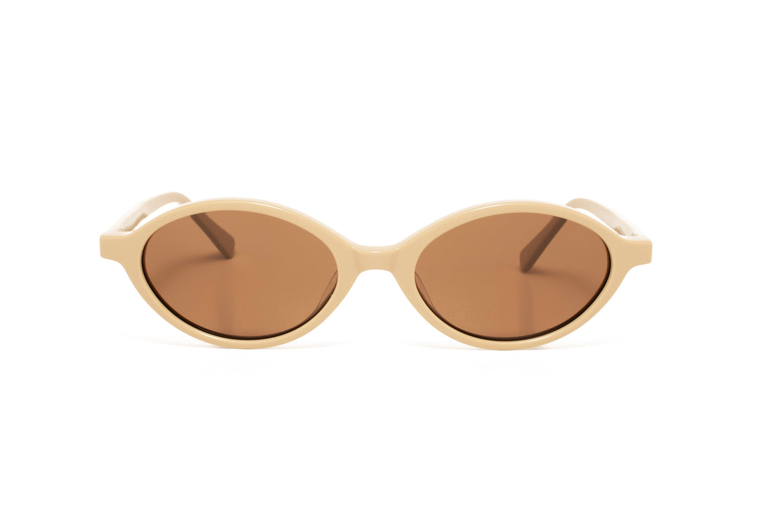 IRIS beige  /  tea polarized oval sunglasses, front view