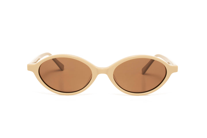 IRIS beige  /  tea polarized oval sunglasses, front view