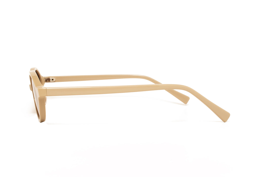 IRIS beige  /  tea polarized oval sunglasses, side view
