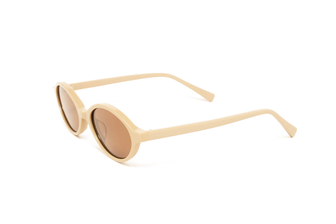 IRIS beige  /  tea polarized oval sunglasses, top view