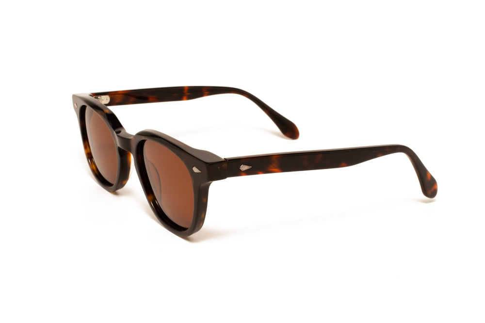 ONYX tortoise / brown polarized square sunglasses, top view