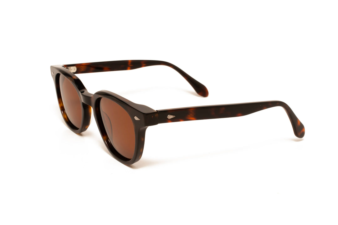 ONYX tortoise / brown polarized square sunglasses, top view