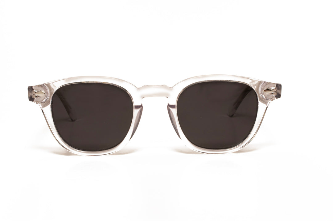QUARTZ crystal / grey polarized square sunglasses, front view