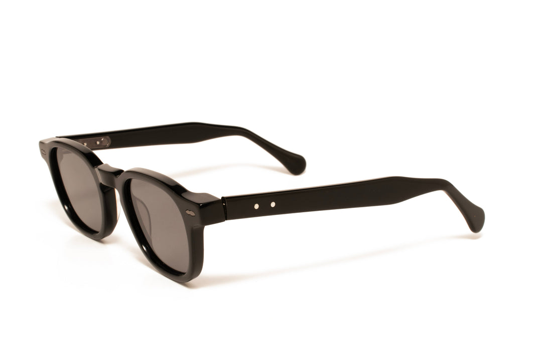 RIVER black / grey polarized square sunglasses, top view