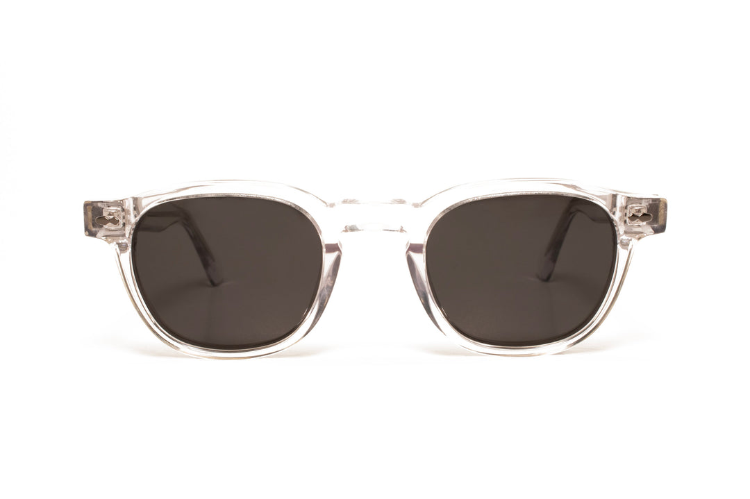 RIVER crystal grey / grey polarized square sunglasses, front view