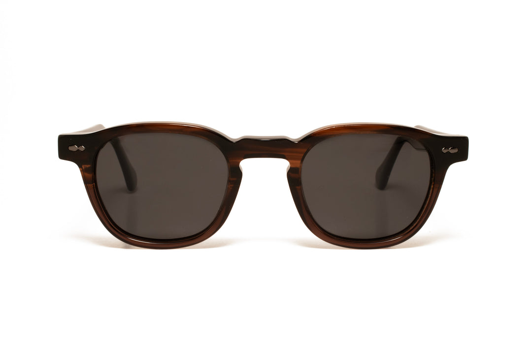 RIVER tortoise grey / grey polarized square sunglasses, front view