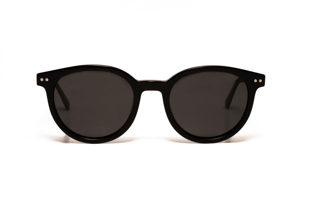 SAGE black / grey polarized round sunglasses, front view