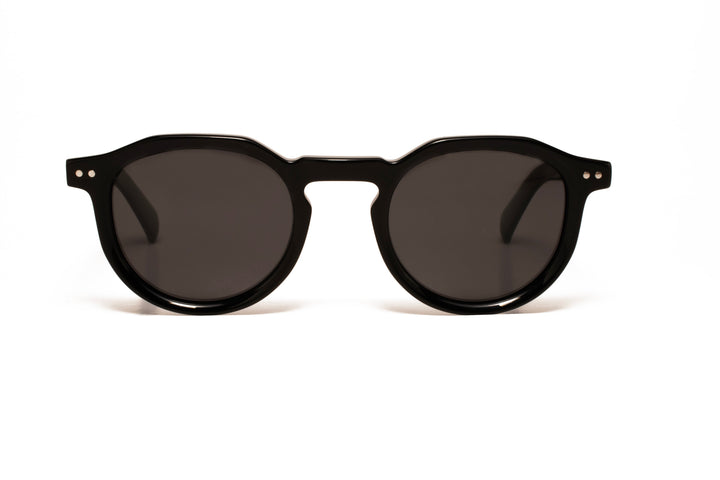 SILVER black / grey polarized square sunglasses, front view