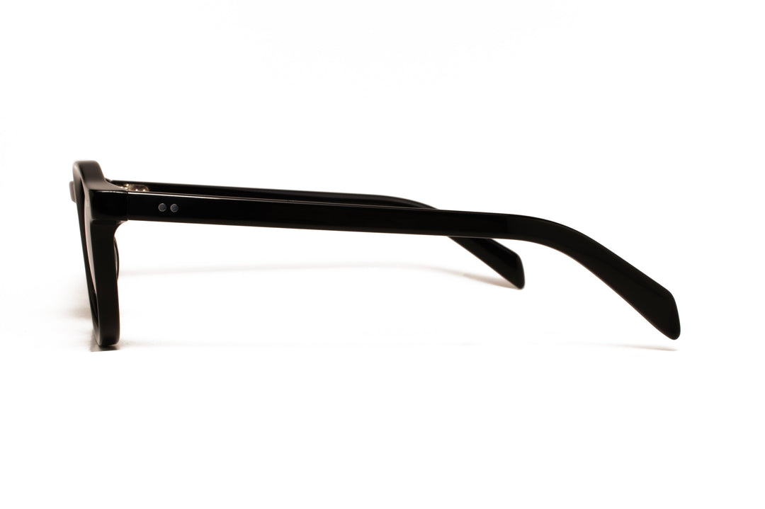 SILVER black / grey polarized square sunglasses, side view