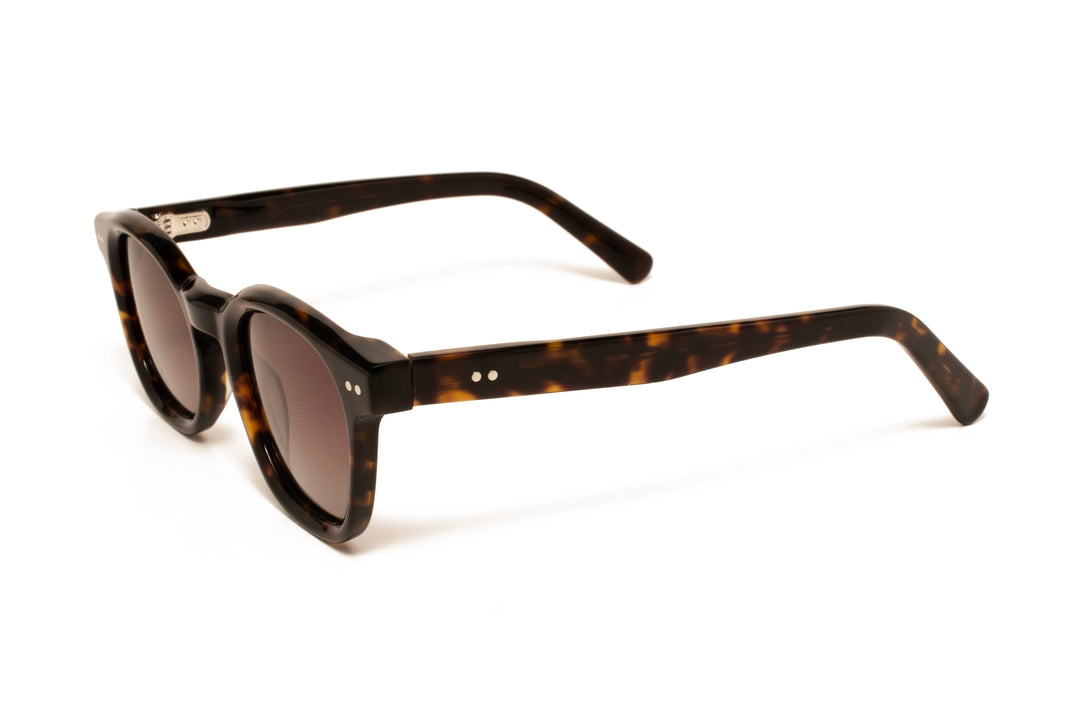 SKY tortoise / gradient grey polarized square sunglasses, top view