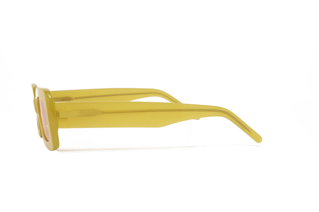 ISLA lime yellow / pink  rectangle sunglasses, side view