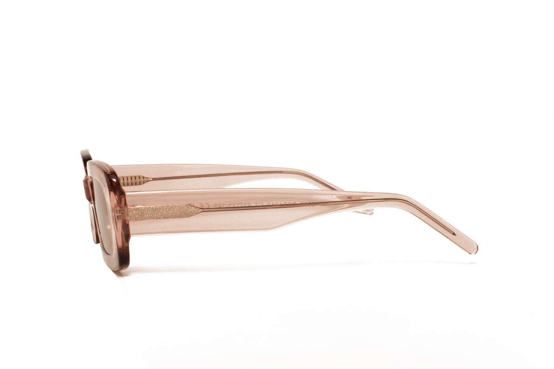 ISLA crystal pink / light grey  rectangle sunglasses, side view