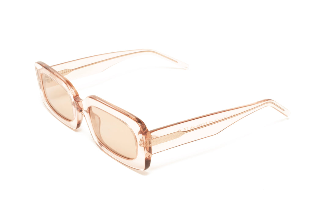 ISLA crystal pink / light grey  rectangle sunglasses, top view