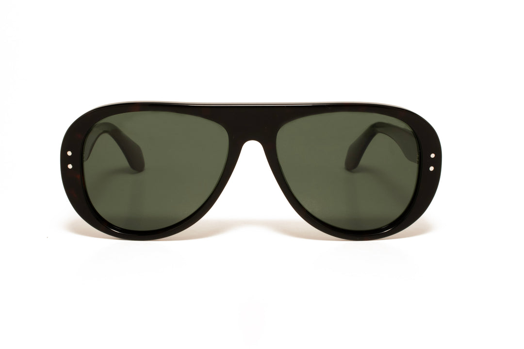 STORM black / green polarized aviator sunglasses, front view
