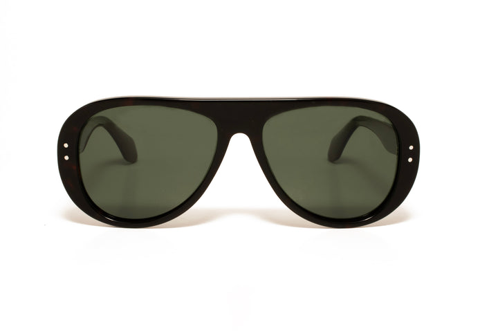 STORM black / green polarized aviator sunglasses, front view