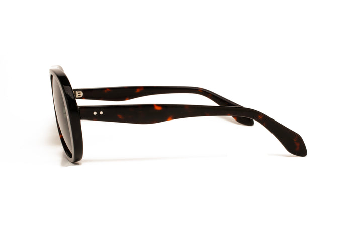 STORM black / green polarized aviator sunglasses, side view