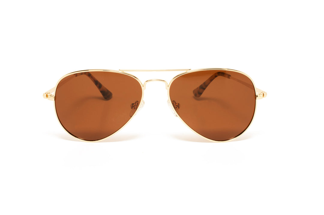 VISTA gold / brown polarized aviator sunglasses, front view