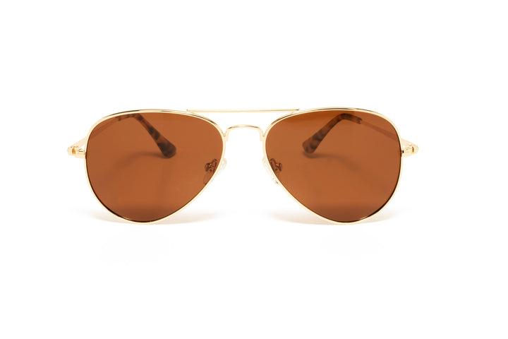 VISTA gold / brown polarized aviator sunglasses, front view