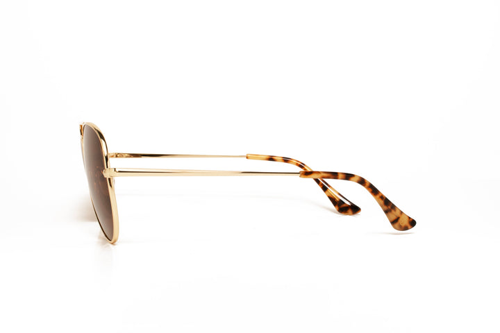 VISTA gold / brown polarized aviator sunglasses, side view