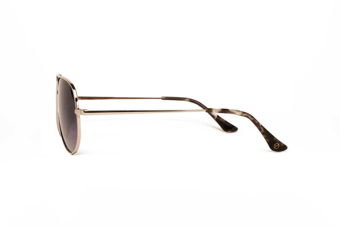 VISTA silver / grey polarized aviator sunglasses, side view