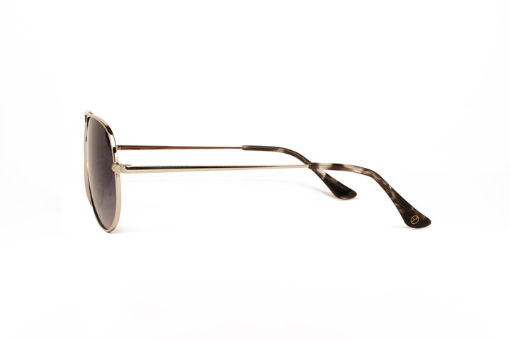 VISTA silver / grey polarized aviator sunglasses, side view
