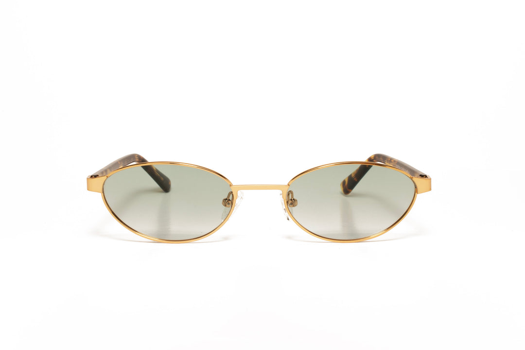 KAIA tortoise / blue polarized oval sunglasses, front view