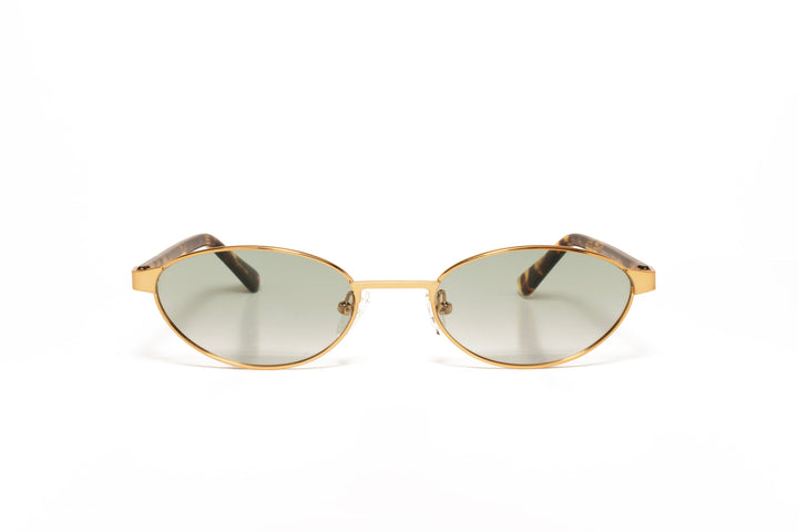 KAIA tortoise / blue polarized oval sunglasses, front view